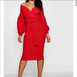 Off Shoulder Wrap Midi Dress *brand new*